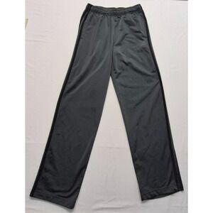 Adidas Primegreen men's dark gray athletic track pants black logo MD drawstring